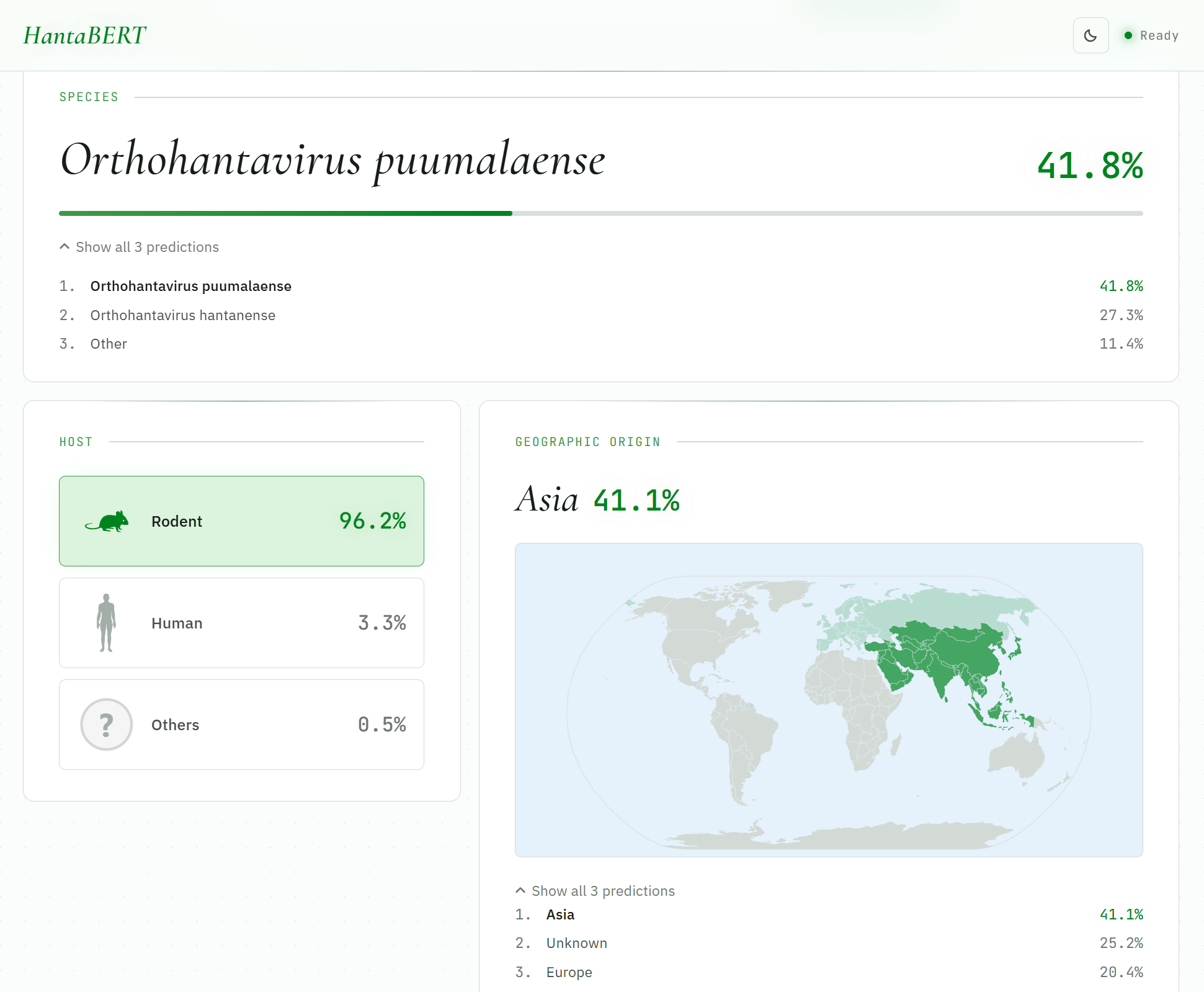 HantaBERT web interface