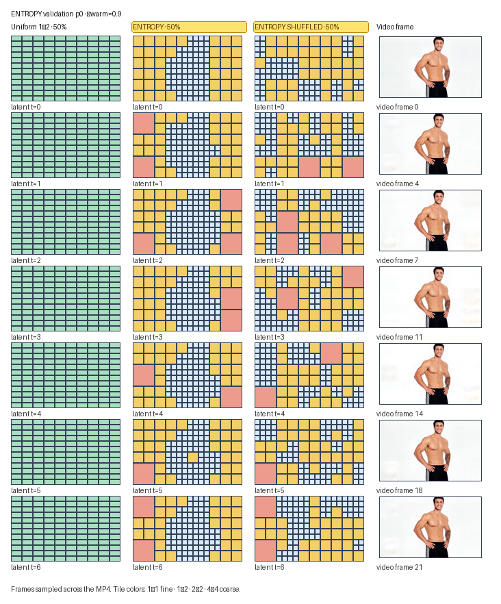 ENTROPY p0 tile map and output frames